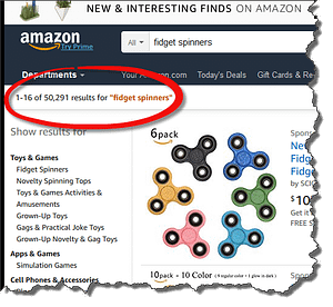 Amazon fidget spinners listing